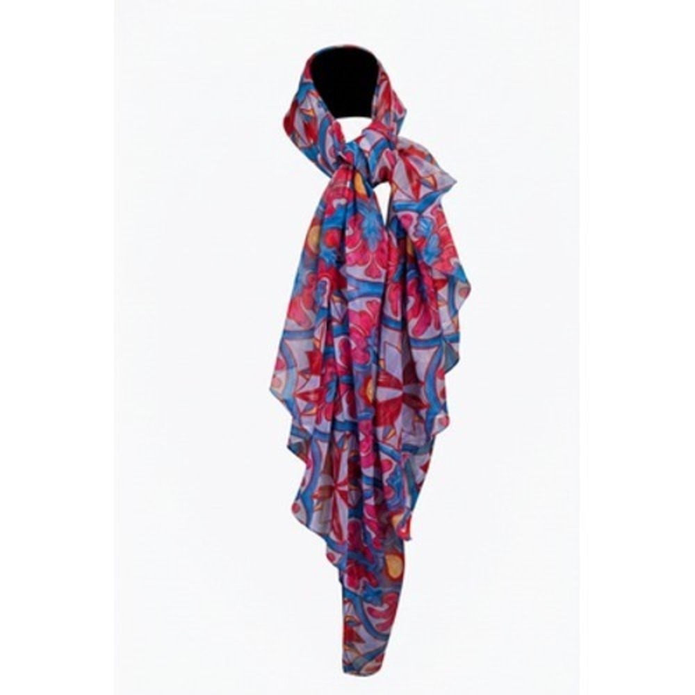 Antica Sartoria Scarf Wrap Women One Size Artsy Chiffon Geometric Shawl